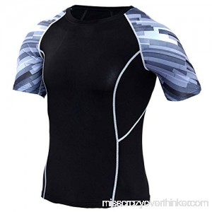 Mens Dri-fit Compression Workouts Shirts Short Sleeve Running Baselayer Tee B07NLD3TX5
